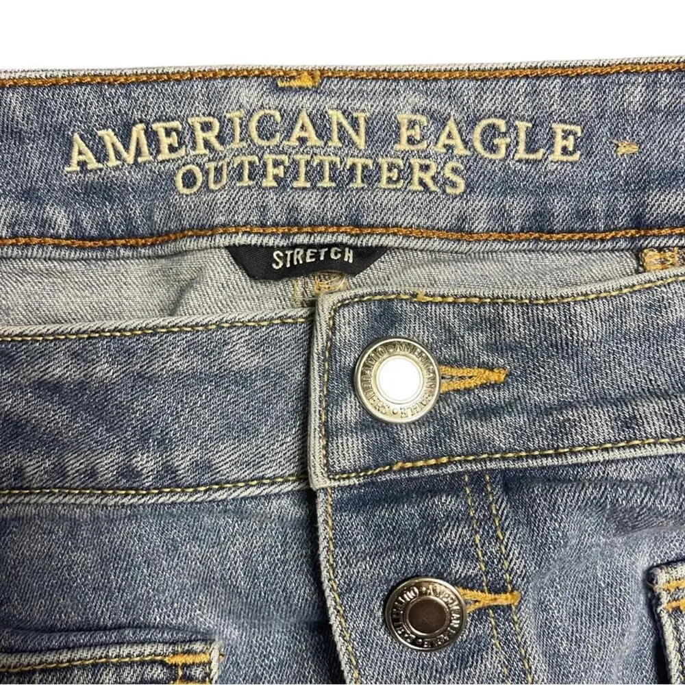 American Eagle jean skirt button front short denim stretch size 6